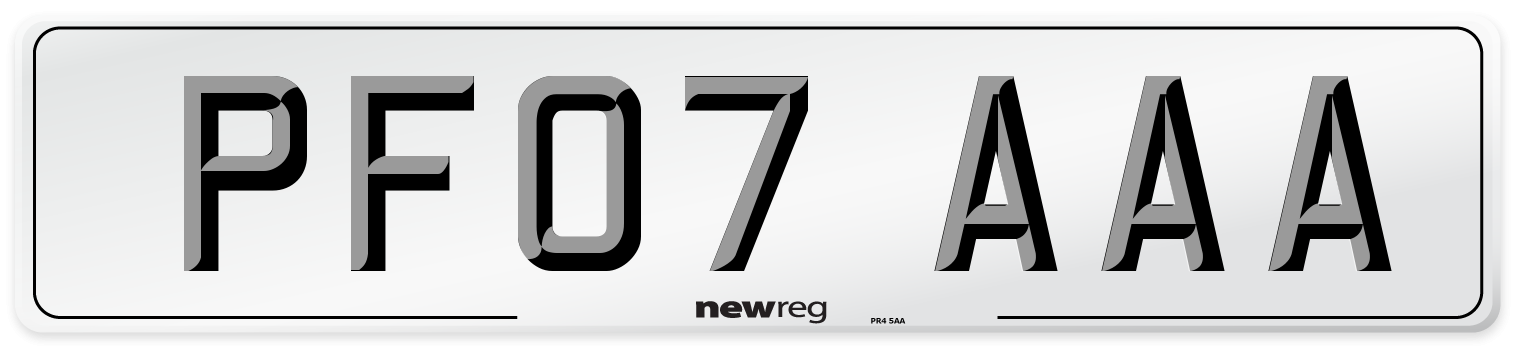 PF07 AAA Number Plate from New Reg